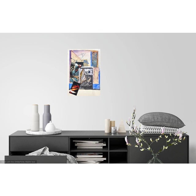 Fine art collage painting by artist Martha Holden..Several of the photos show the art in a room setting. This painted...