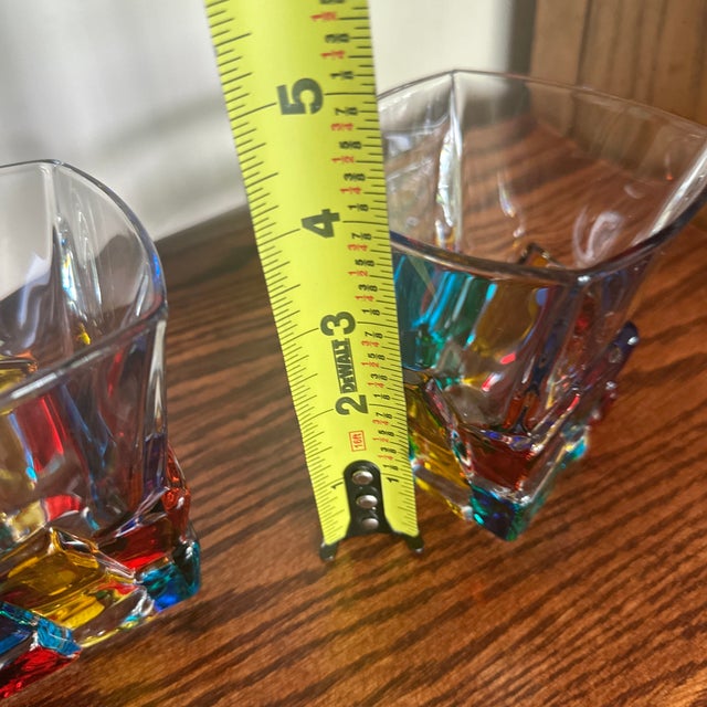 Red CC Zecchin Murano Whisky Tumbler Multi Color 4" Tall 2 Piece For Sale - Image 8 of 11