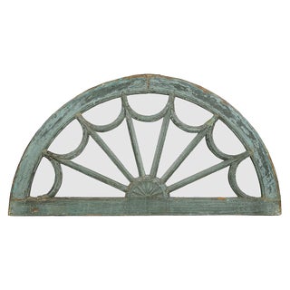 Half-Moon Patinated Wood Mirror For Sale