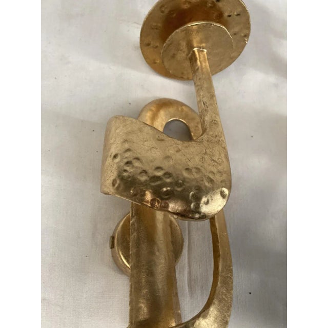 1980s Brualist Style Gilded Iron Wall Lights, 1970, Set of 2 For Sale - Image 5 of 8