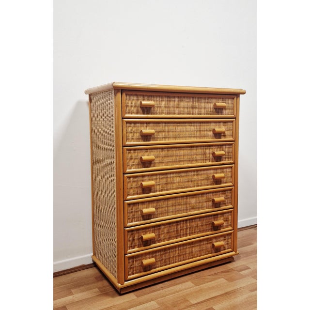 Vintage Chest of Drawers in Bamboo and Woven Wicker, 1970s For Sale - Image 6 of 13