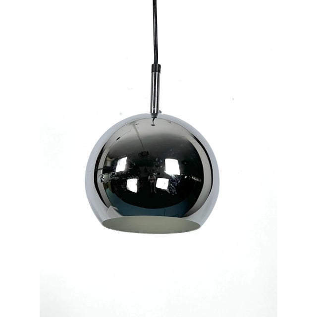 Chrome Sphere Pendant Lamps by Targetti, 1970s, Set of 2 For Sale - Image 9 of 14