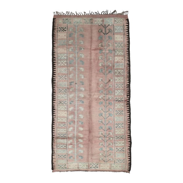 Vintage Pink Moroccan Rug - 12.1 X 5.5 Ft For Sale