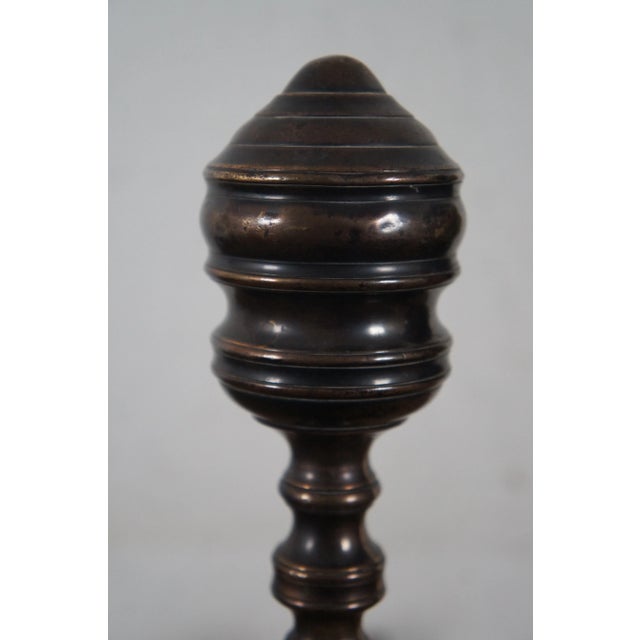 Late 18th Century Late 18th Century Antique Georgian Wrought Iron Brass Hearthware Fire Dogs Andirons- Set of 2 For Sale - Image 5 of 12