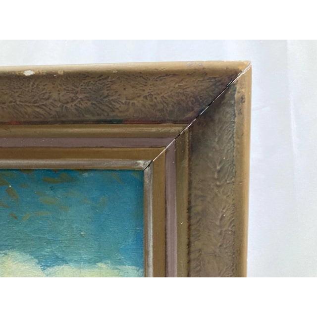 1950s 1950s Vintage Autumn Landscape Oil Painting by Elmer Stewart – Framed Mid-Century Forest Scene With Swans For Sale - Image 5 of 10