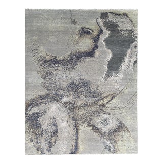 9x12 Lydia Cassandra Gray Geometric Mid-Century Modern Hand Knotted Wool Carpet Rug For Sale