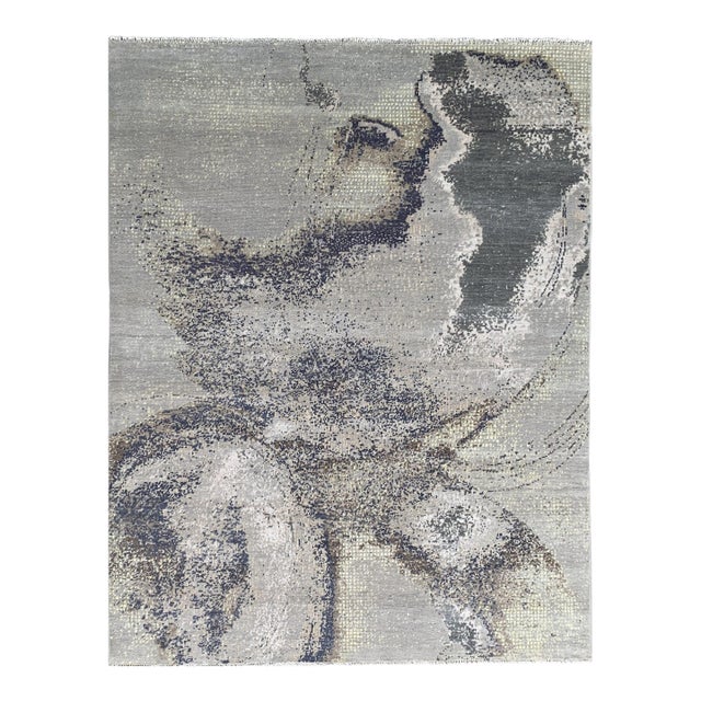 9x12 Lydia Cassandra Gray Geometric Mid-Century Modern Hand Knotted Wool Carpet Rug For Sale