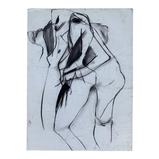 Mid 20th Century Abstract Figurative Charcoal Drawing For Sale