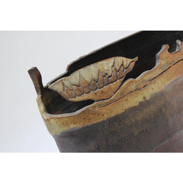 Vintage Studio Stoneware Sculptural Vase For Sale - Image 9 of 13