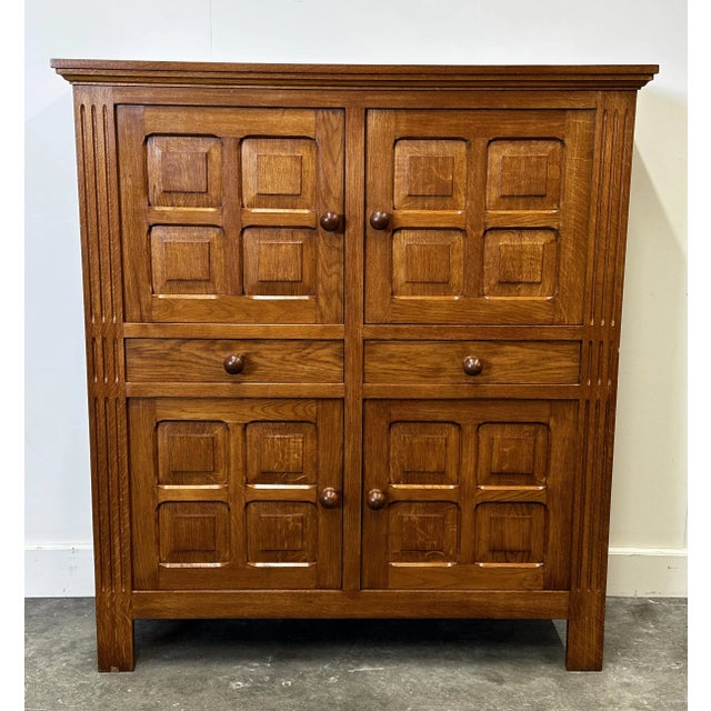 Artisan Brutalist Oak Cabinet with Turned Knobs, France, 1970s For Sale - Image 14 of 14