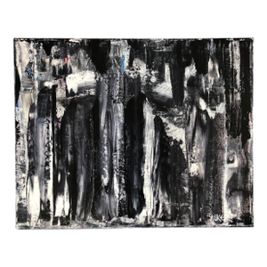Contemporary Abstract Painting by CL Auker, Composition With Vertical Black and White