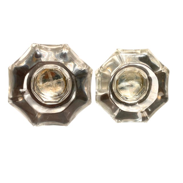 Late 19th Century Late 19th Century Antique American Octagonal Glass Knobs With Iron Shanks - A Pair For Sale - Image 5 of 7