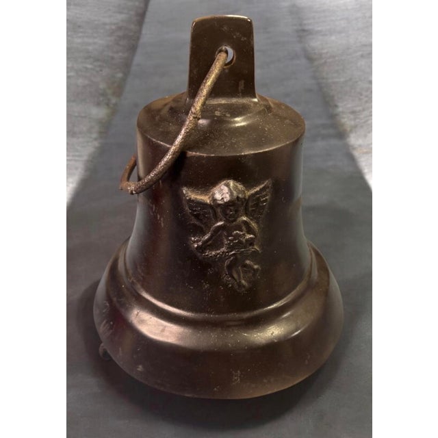 Antique Angel Relief Bronze Bell For Sale - Image 4 of 4