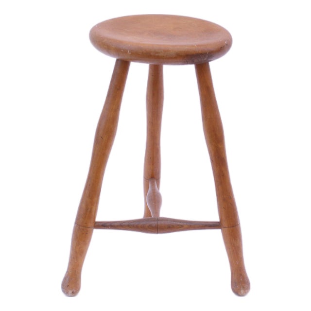 Scandinavian 3-Legged Farmer's Stool in Beech, 1890s For Sale
