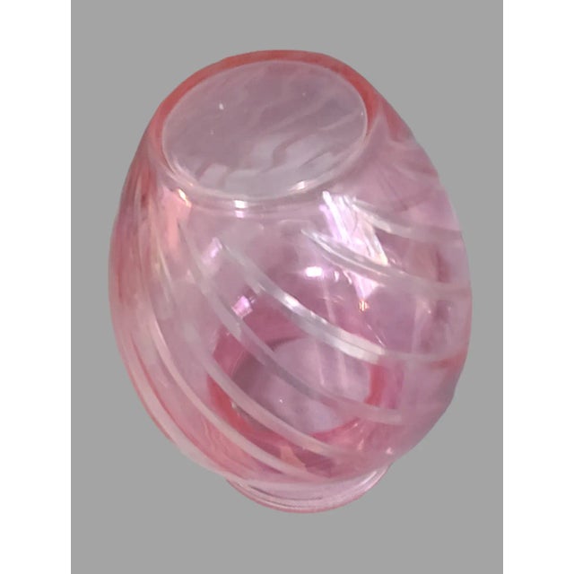 Vintage Czech Bohemian Cut to Clear Pink Glass Vase For Sale - Image 4 of 6
