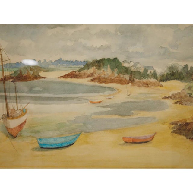 Modern Boats on the Sand Watercolor For Sale - Image 3 of 6