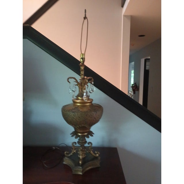 1950's Vintage Carl Falkenstein Hollywood Regency Tall Table Lamp With Jeweled Crystal For Sale - Image 4 of 18