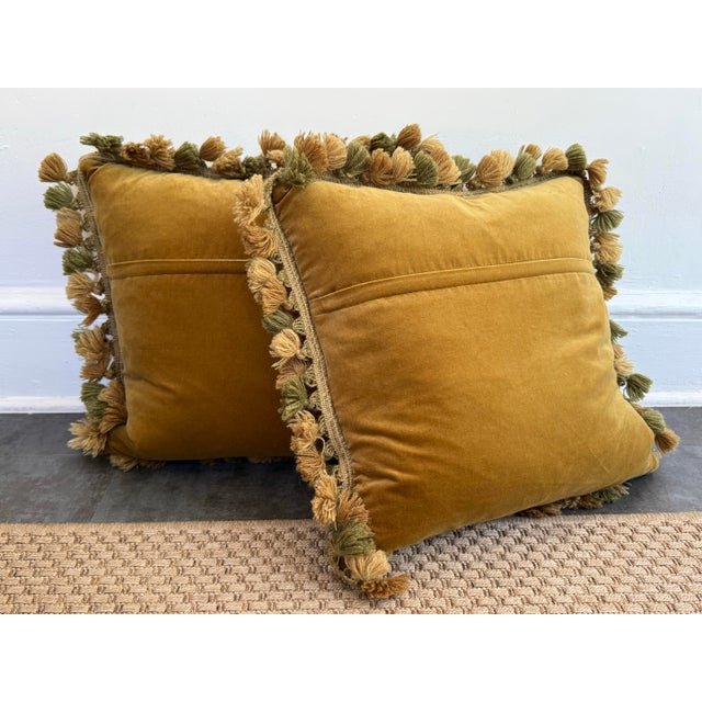 Vintage Tasseled Aubusson Tapestry Throw Pillows, a Pair For Sale - Image 4 of 6