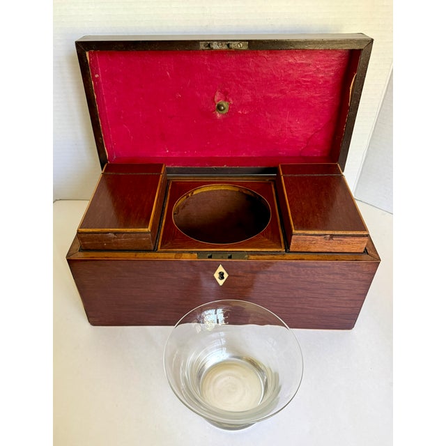 Mid-19th Century English Mahogany Tea Caddy Chest With Glass Mixing Bowl For Sale - Image 4 of 15
