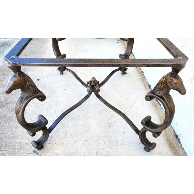 Art Deco Horse Coffee Center Table Patinated Steel Hoof Footed Maison Jansen Style For Sale - Image 3 of 12