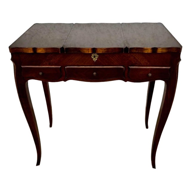 1940s French Louis XV Vanity Table with Mirror and Side Drop Leaves For Sale