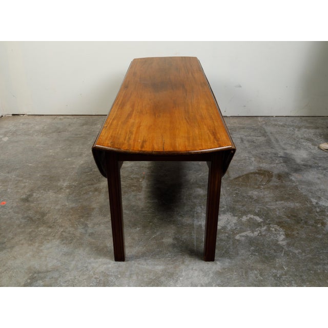 19th Century English Walnut Drop-Leaf Table with Oval Top and Straight Legs For Sale - Image 12 of 12