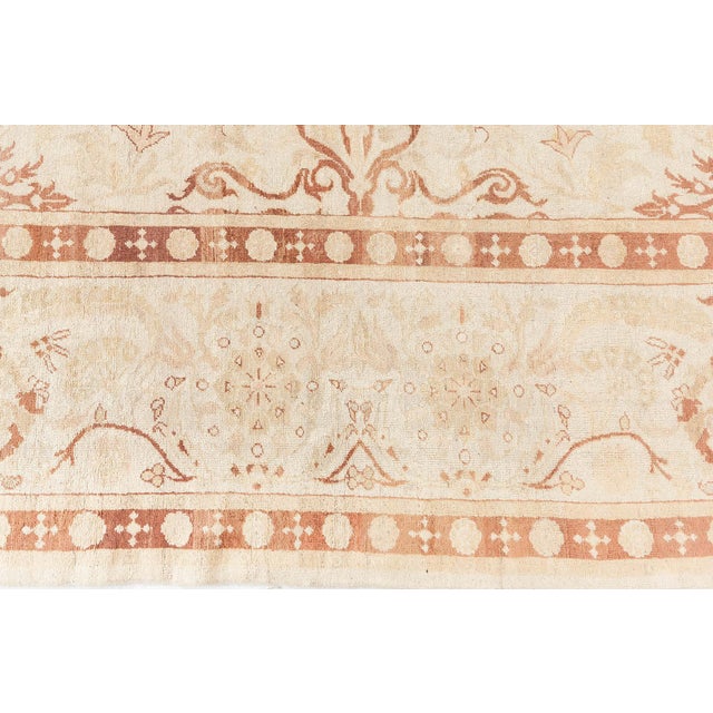 Textile Fine Antique Indian Amritsar Beige, Botanic Handmade Wool Rug For Sale - Image 7 of 7