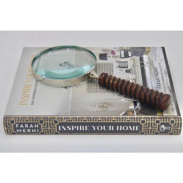Mid 20th Century English Carved Wooden Handle Magnifying Glass For Sale - Image 9 of 9