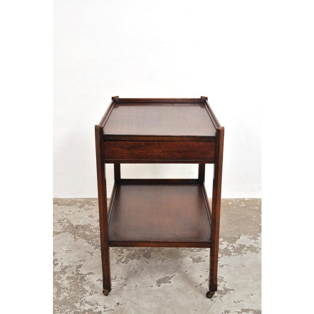 Antique Serving Trolley with Drawer in Oak, 1920s For Sale - Image 10 of 13