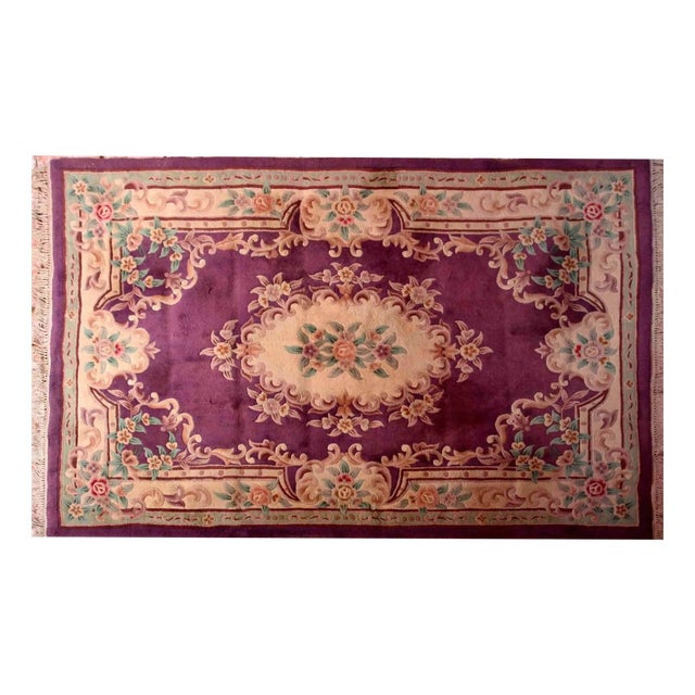 Chinese Hand-Woven Purple Rug For Sale