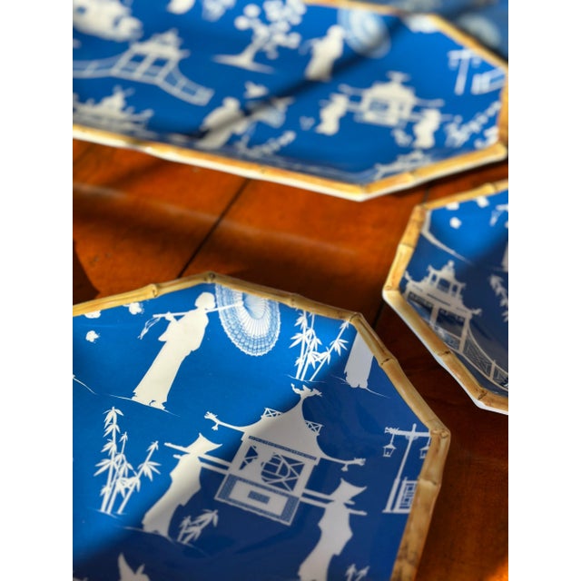 Kim Seybert Kim Seybert Cobalt and White Chinoiserie Melamine Luncheon Set - 9 Pieces For Sale - Image 4 of 12