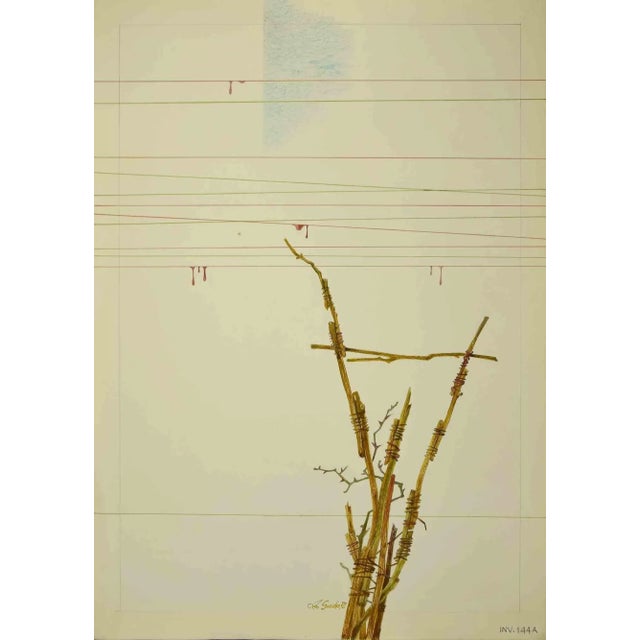 Composition is an original drawing in watercolor and ink realized by Leo Guida in 1972. Good condition. Hand-signed. The...