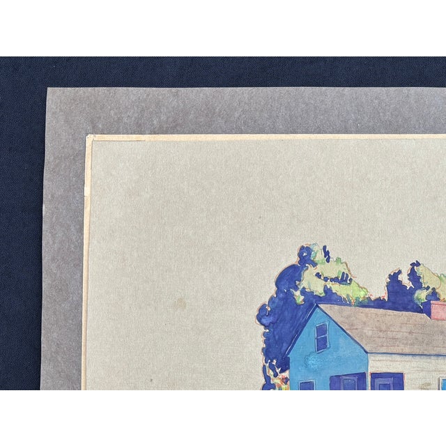 Paint Architectual Study by Indiana Artist Zeno Hodge, Ca 1940s For Sale - Image 7 of 12