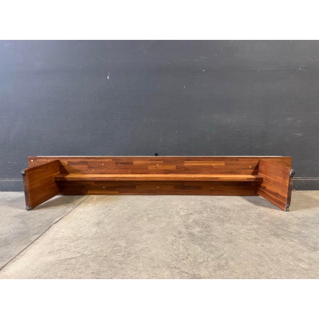 1970s Mid Century Modern Danish Teak and Leather Bench For Sale - Image 11 of 12