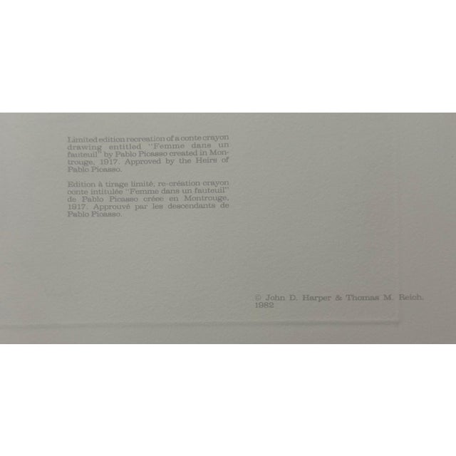 Printmaking Materials Pablo Picasso Estate Hand Signed Lithograph "Femme dans un fauteuil " For Sale - Image 7 of 7