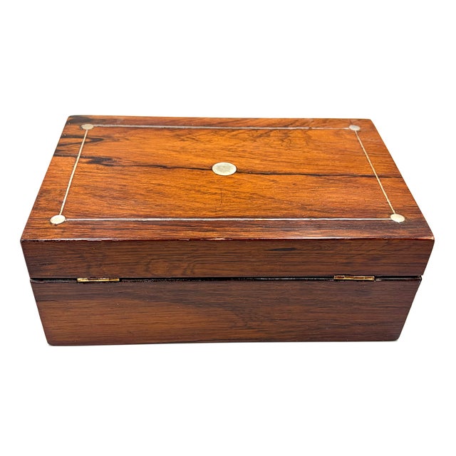 Antique 19th Century English Rosewood & Mother of Pearl Inlay Box For Sale In Houston - Image 6 of 15