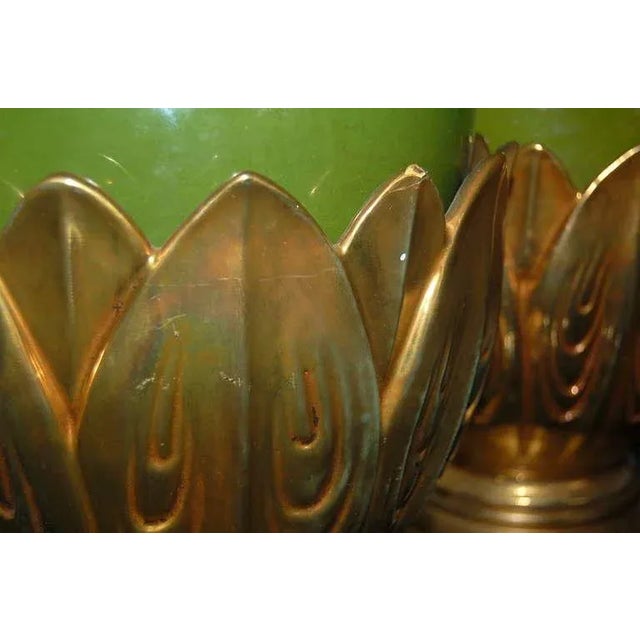 Gold Marbro Ceramic Artichoke Lamps Green For Sale - Image 8 of 11