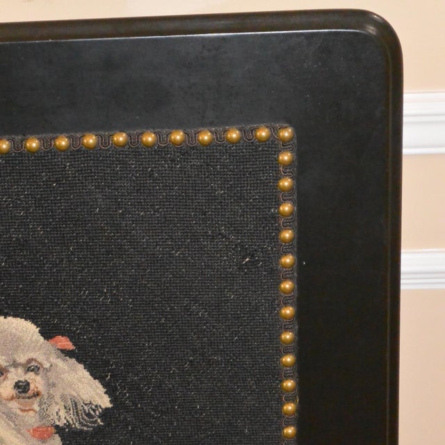 Hollywood Regency Mid-Century Mixed-Media Poodle Tilt-Top Table & Fire Screen For Sale - Image 3 of 8