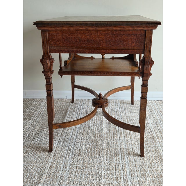 Art Nouveau Late Victorian American Art Nouveau Oak Table, Late 19th to Early 20th Century For Sale - Image 3 of 9