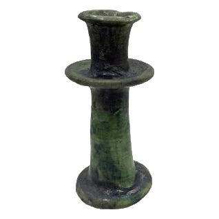 1970s Moroccan Tamegroute Glazed Candlestick Holder For Sale