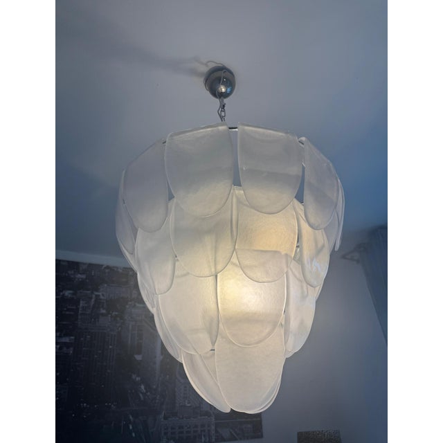 Contemporary Modern Green "Petals" Murano Style Glass Chandelier For Sale - Image 11 of 16