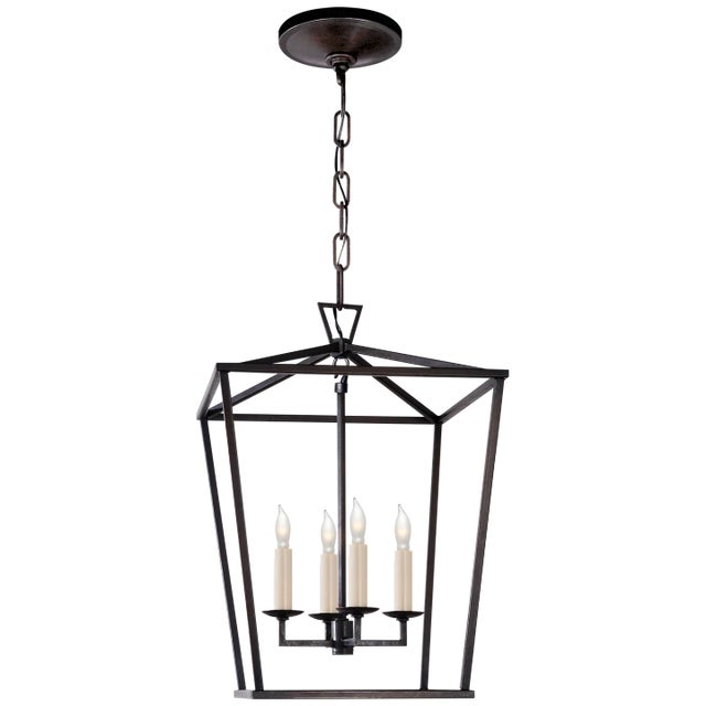Transitional Chapman & Myers for Visual Comfort Signature Darlana Small Lantern in Aged Iron For Sale - Image 3 of 4