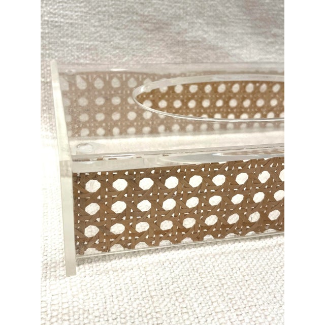 Dior Home Style Caning and Lucite Tissue Holder For Sale - Image 10 of 11