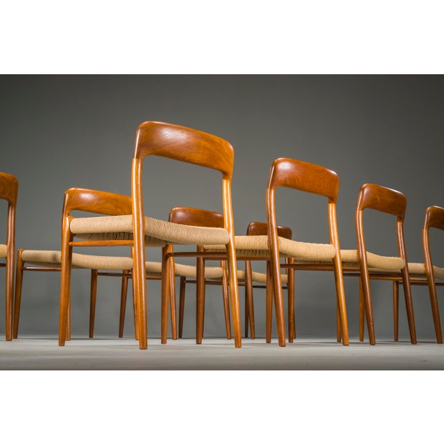 Danish Teak Model 75 Dining Chairs by Niels Møller, 1960s, Set of 8 For Sale - Image 14 of 18