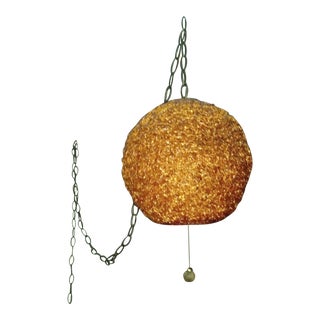 Mid Century Modern Burnt Orange Lucite Spaghetti Pendant For Sale