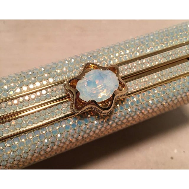 Judith Leiber Iridescent Swarovski Crystal Gold Minaudiere Evening Bag Clutch For Sale In Philadelphia - Image 6 of 9