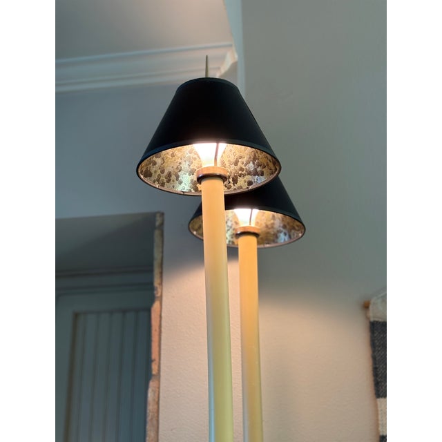 1980s 1980s Chapman Tall Buffet Cast Brass Table Lamps With Original Black Shades - a Pair For Sale - Image 5 of 17