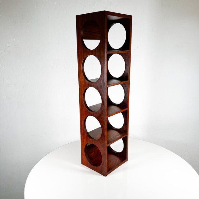 Modern Rosewood 5 Bottle Wine Holder Stand in Exotic Wood For Sale - Image 11 of 11