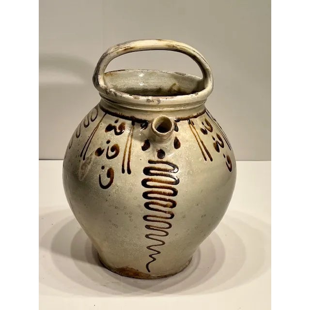 Early 20th Century Vintage Hand Glazed French Olive Oil Pitcher For Sale - Image 5 of 8
