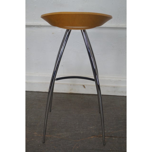 Magis Lyra Tecnotubi Chrome Base Bent Wood Stool Chairish